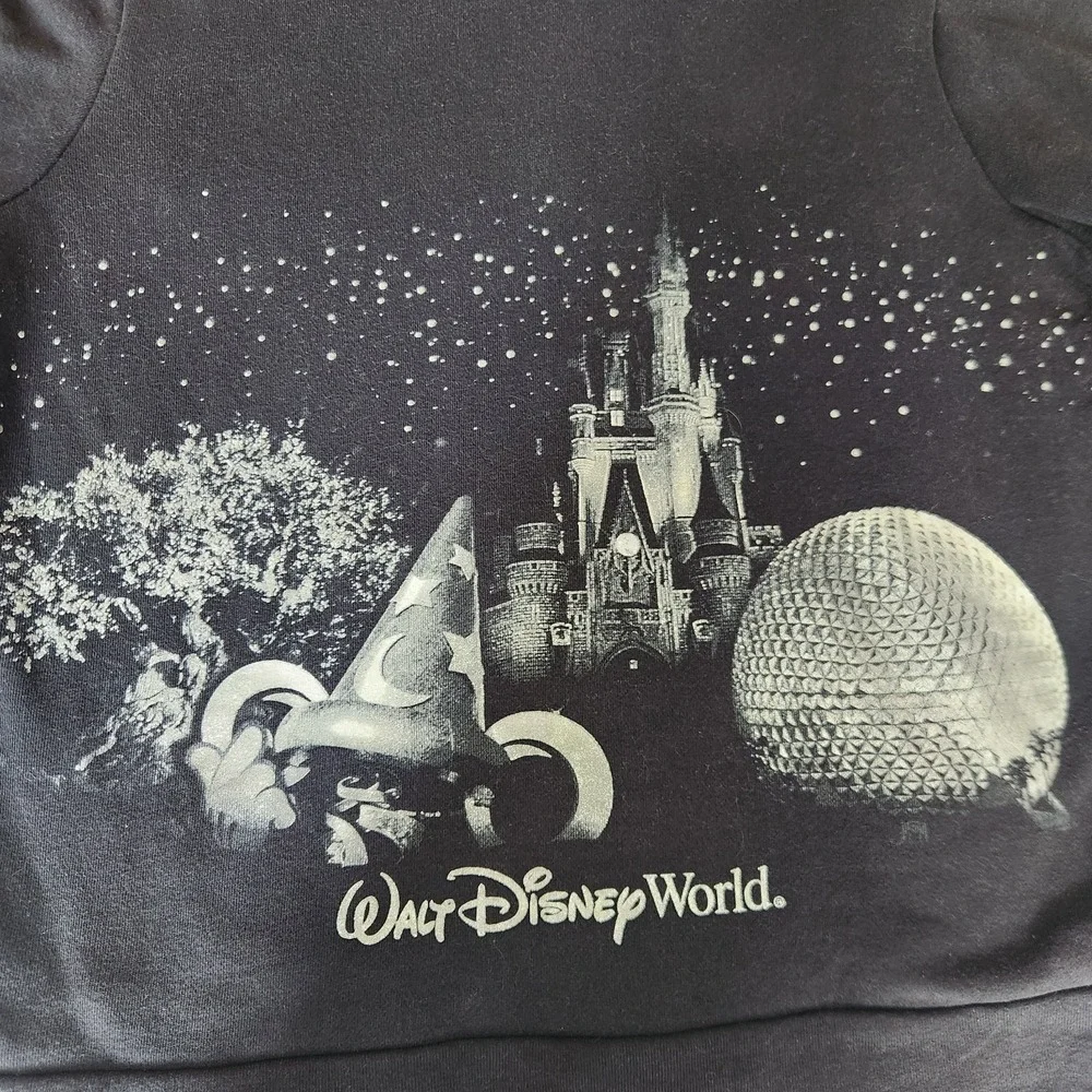 Disney Parks Zip Up Black Hoodie‎ Sparkle Epcot Mickey Magic Kingdom XL